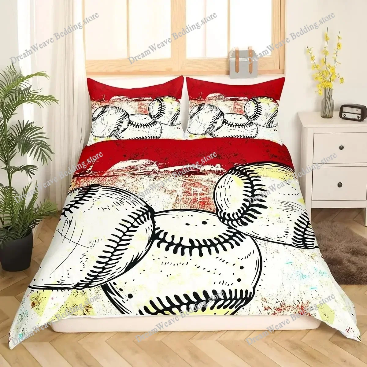 

3D Tennis Bedding Set Full Size Sports Theme Comforter Cover Tennis Ball Games Yellow Duvet Cover Black White Quilt Cover
