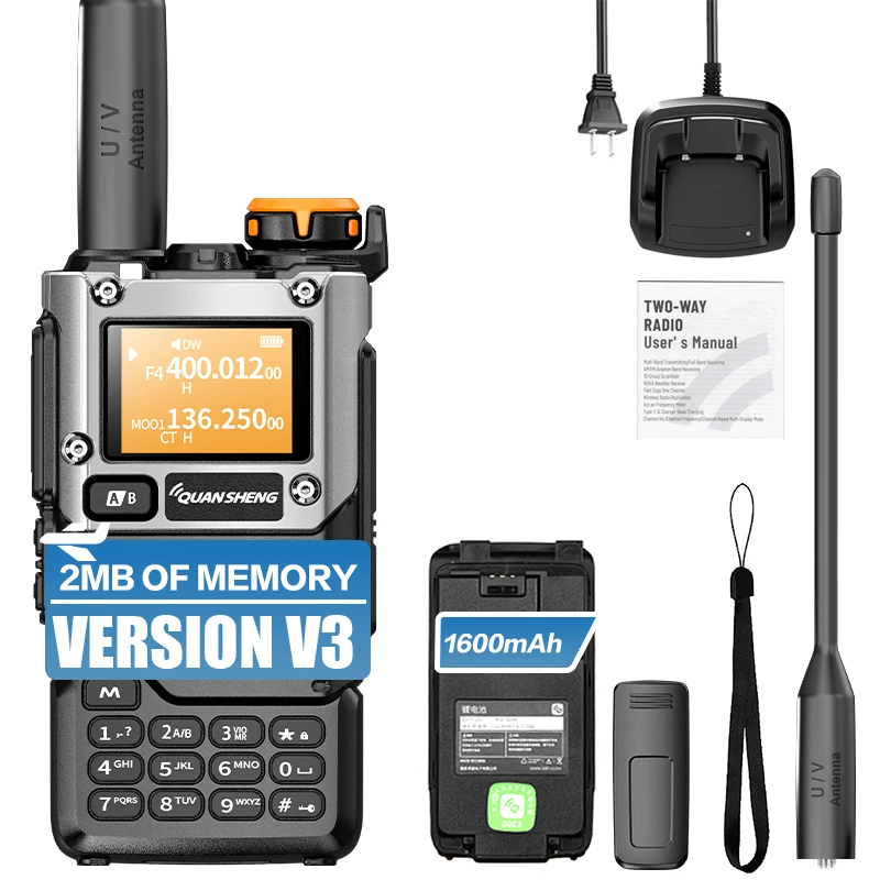 QUANSHENG UV-K5(8) V3 Walkie Talkie 2MB Memory 50-600MHz Air Band RX 5W Two Way Radio Type-C Wireless Copy Custom Firmware image 3