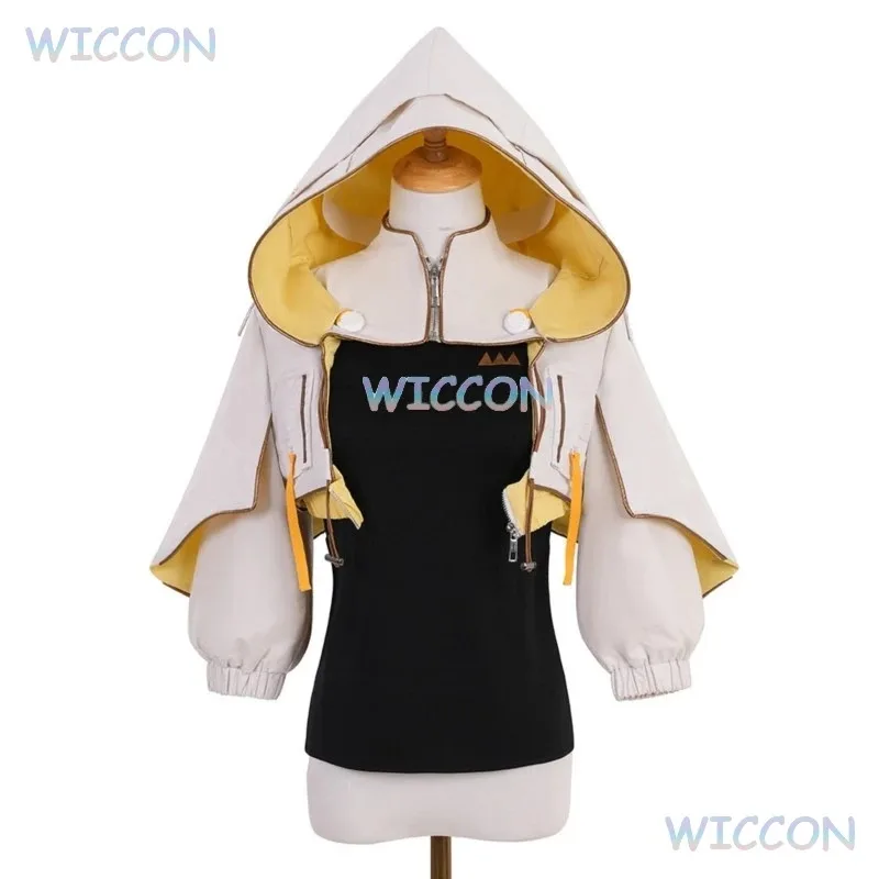 

a7d@White Coat With Hat Outfit Sphene Cosplay Wig Sefina Cosplay FF14 Sefina Costume Adult Female Cosplay Halloween Party Clothi