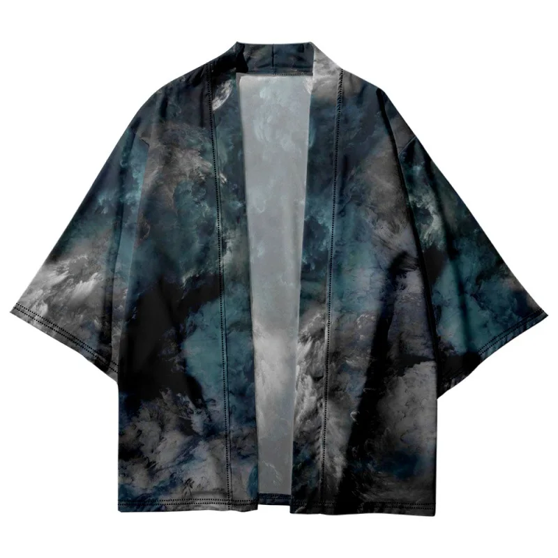 

Gradient Tie Dye Printed Japanese Men Women Summer Kimono Beach Shorts Cardigan Cosplay Yukata Clothing Harajuku Haori