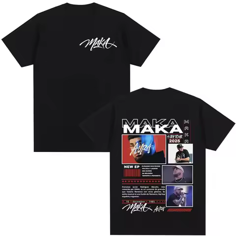 2026 Rap Singer Maka Aura Tour Merch T-shirt Summer Men's Y2K Fashion Luxury Comfortable Quality T-shirt