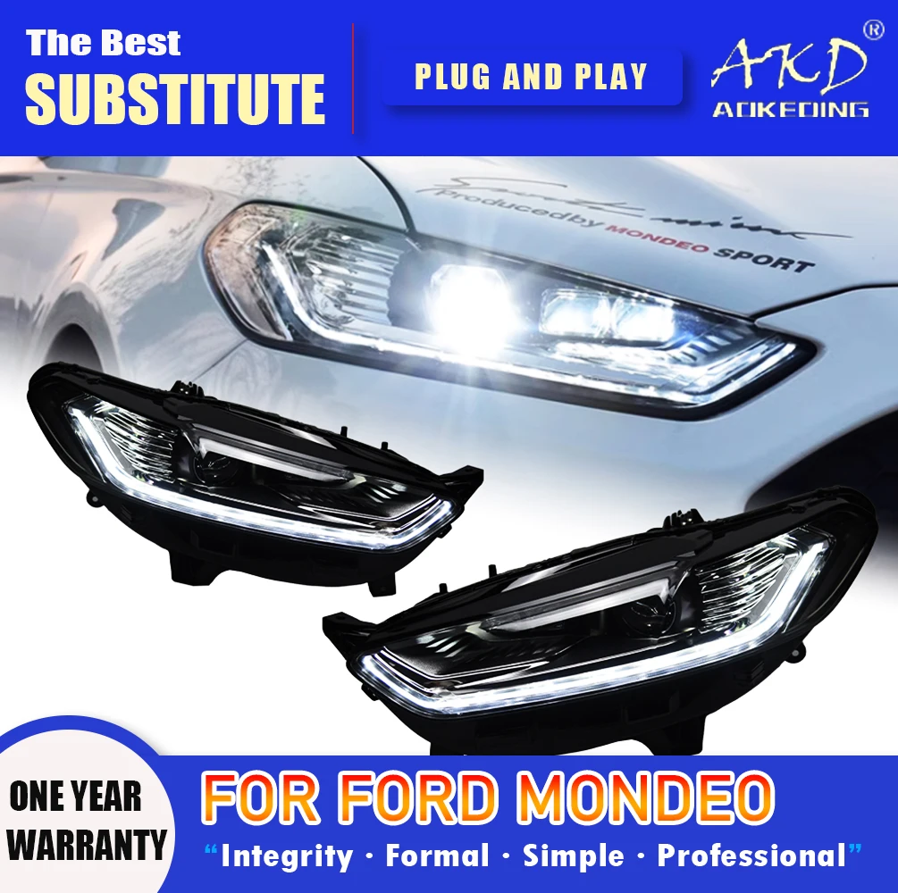 

AKD Head Lamp for Ford Mondeo Fusion Headlight 2013-2016 Headlights Mondeo DRL Turn Signal High Beam Angel Eye Projector Lens