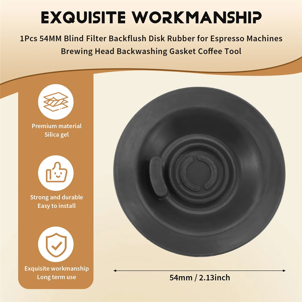 A58E-1Pcs 54MM Blind Filter Backflush Disk Rubber for Breville Espresso Machines Brewing Head Backwashing Gasket Coffee Tool