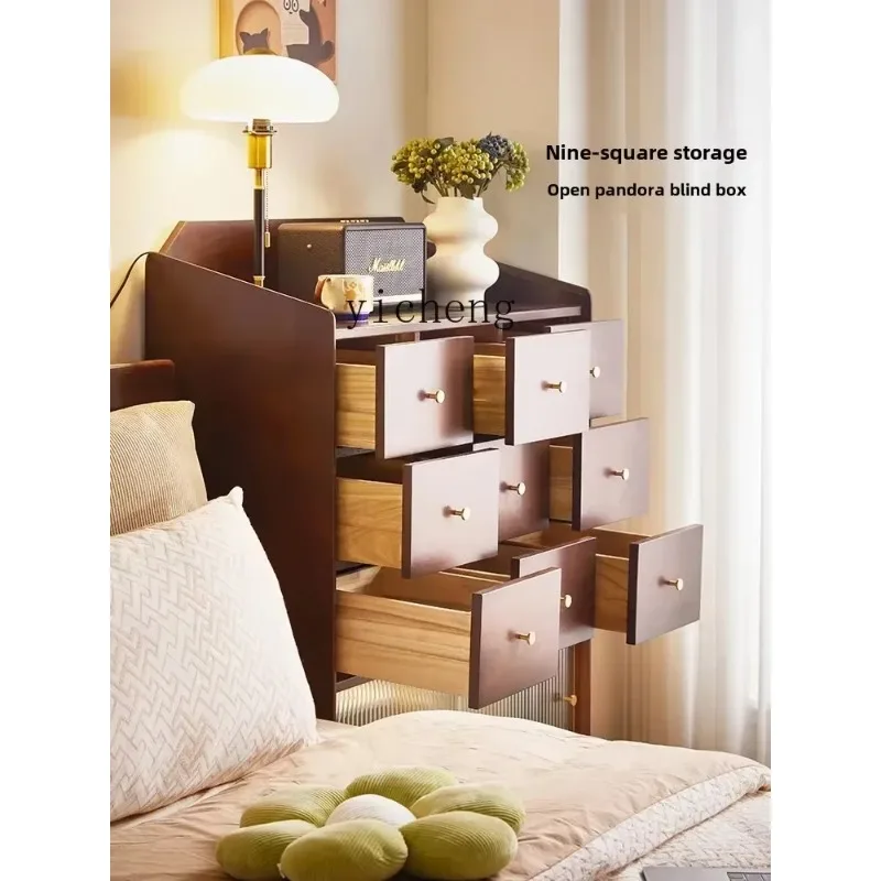 EG-22  all solid wood nine chest cabinet, living room against the wall, TV side cabinet, medieval dining side locker