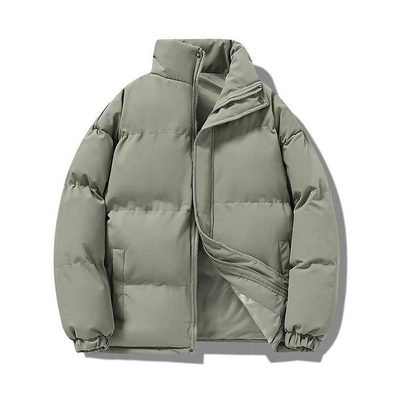 

Free shipping2025 New Men's Puffer Jacket Stand Collar Solid Color Oversized Loose Fit Hip Hop Streetwear Thick Warm Winter Coat