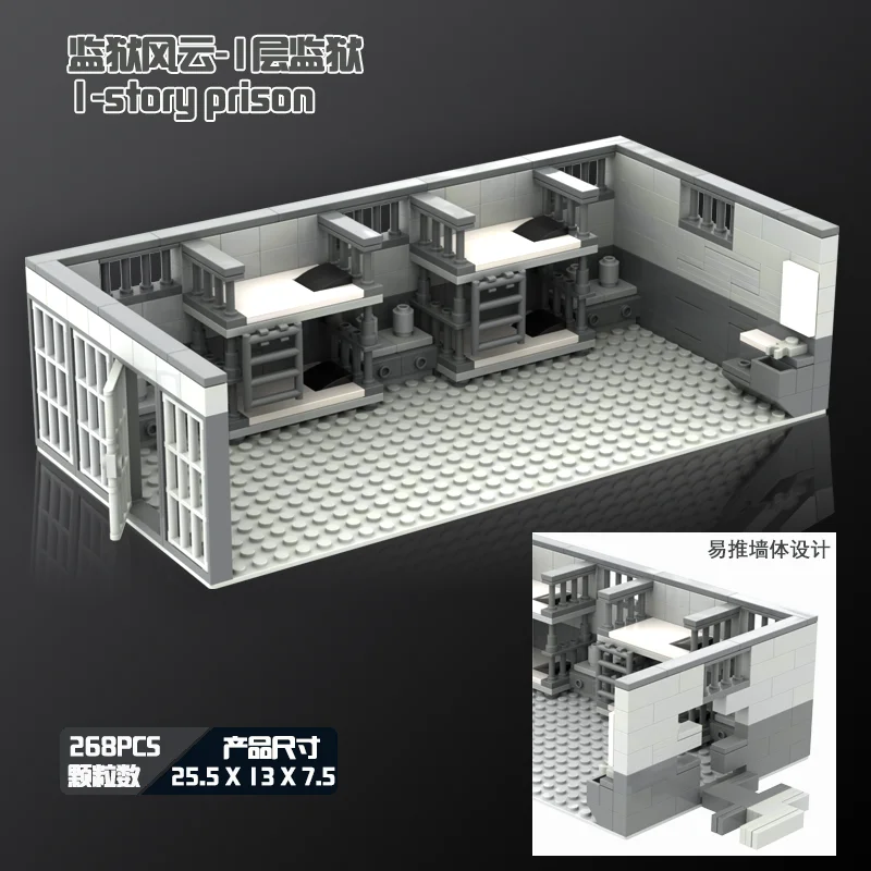 Compatible Brand Blocks MOC Prison Cell Small Black House Police Prisoner Figures DIY Military Watchtower Assembly Building Toy