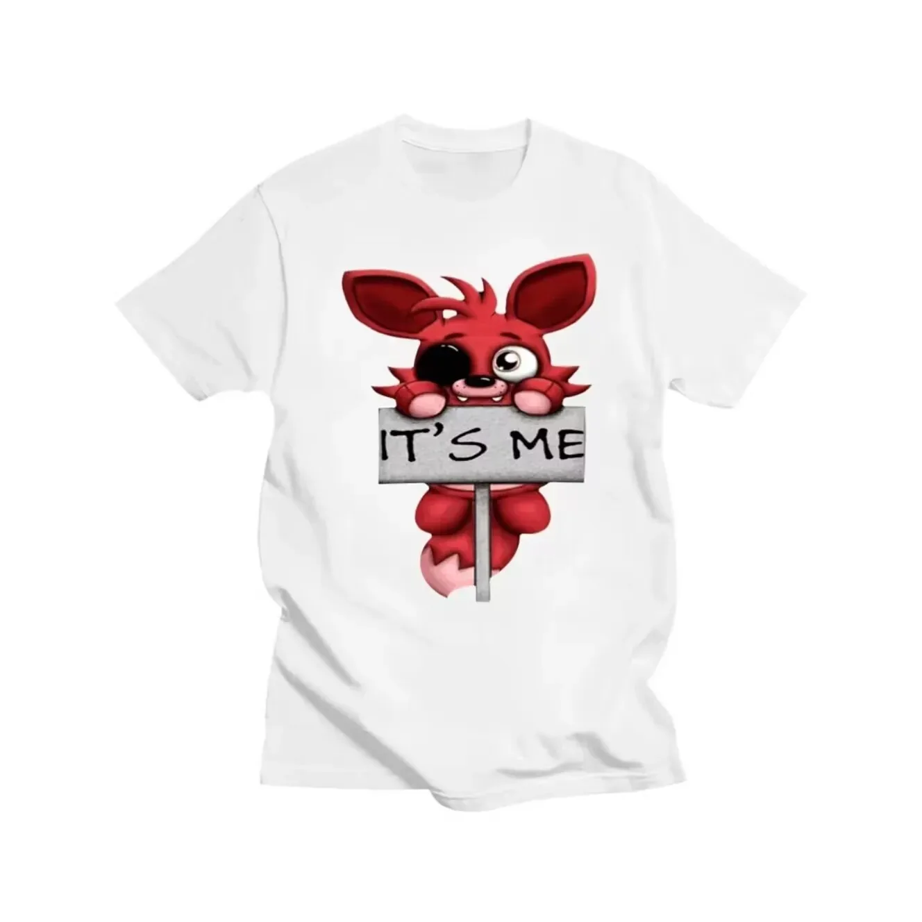 Male Black O-Neck FNAF Plush Foxy Cotton Fashion Unisex Euro Size Men Cotton Top T-Shirt Short Sleeve Man Cool Top Cotton Summer