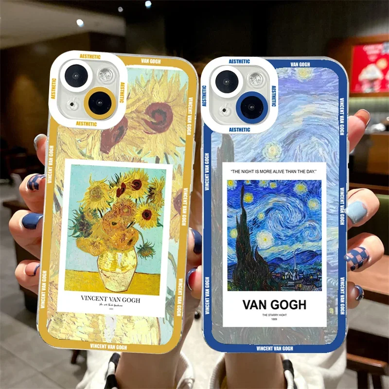 Famous Impressionist Painter Van Gogh Starry Sky For iPhone Case 16 15 14 13 12 11 Pro XR XS Max 7 8 Plus Phone Y2K Cover