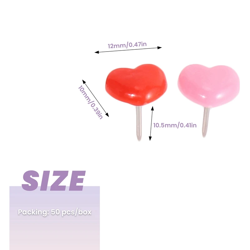 Канцелярская кнопка, 50 шт., красные кнопки для досок объявлений, розовые милые настенные кнопки, декоративные для пробковой доски для дома и офиса
