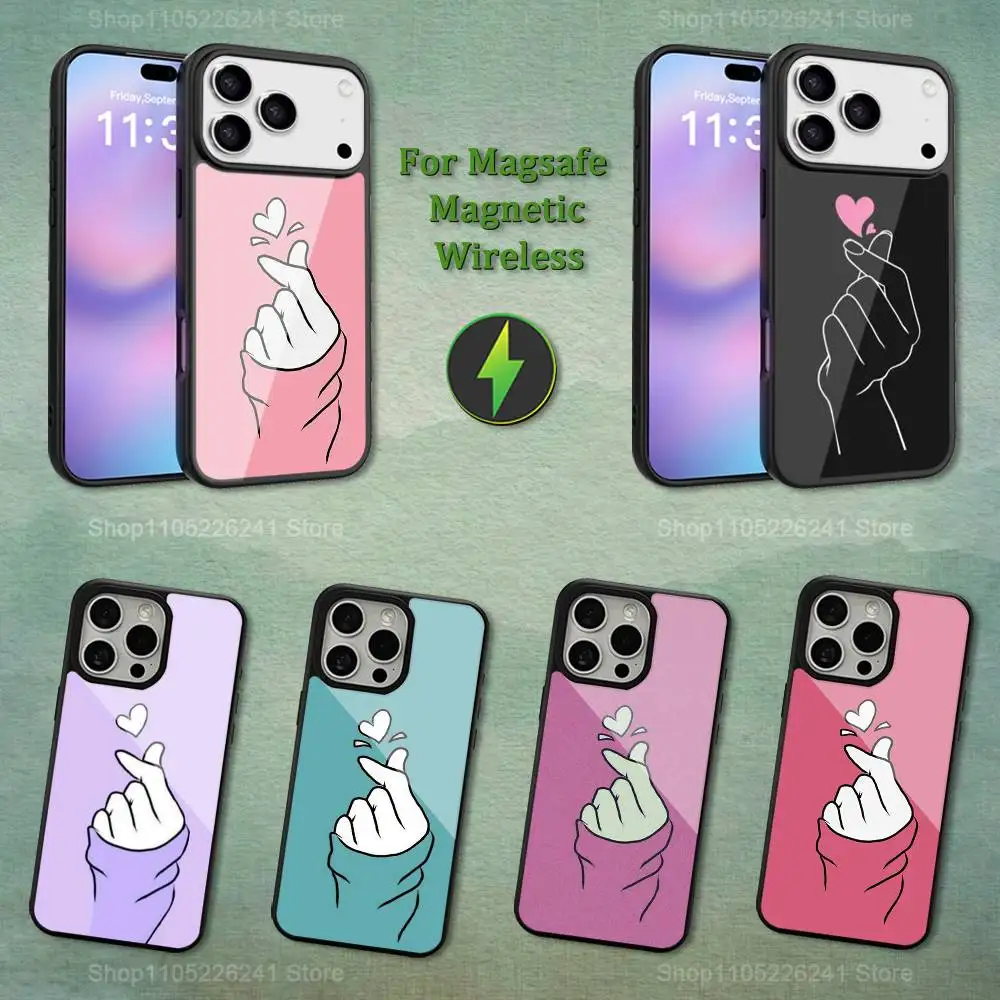 

Cute Heart Art For iPhone 12,14,11,15,13,16,17,For Magsafe,Plus,Mini, Pro,Max,Magnetic Wireless Charging Case