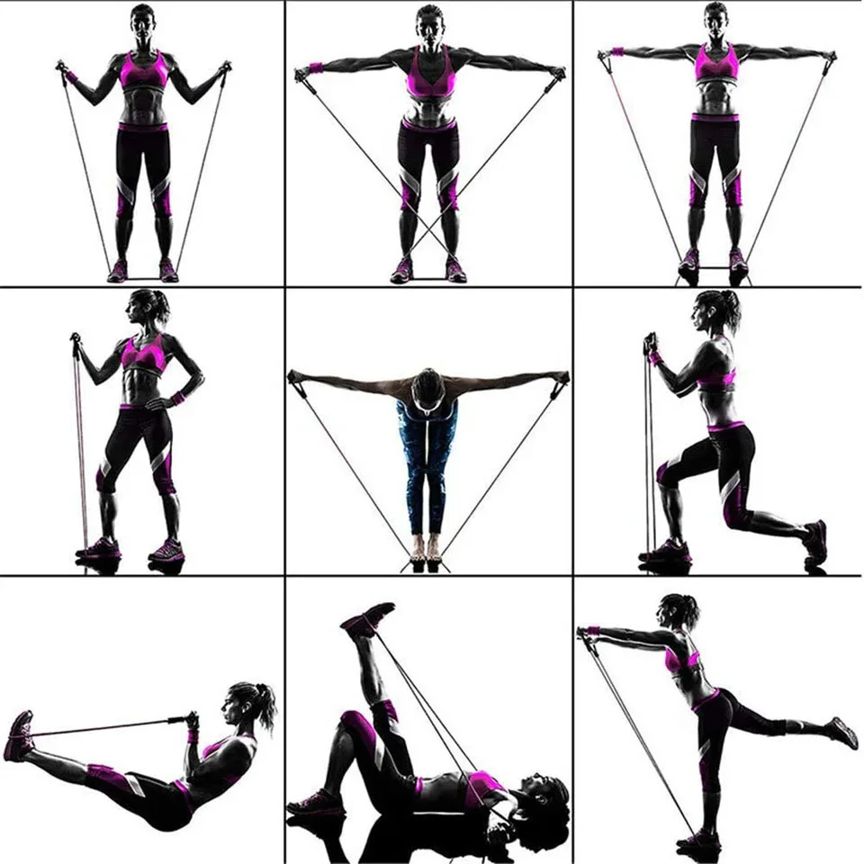 11 pz/set Fasce di Resistenza In Lattice Crossfit Allenamento Esercizio Fasce Elastiche Fitness Yoga Tubi Tirare La Corda di Gomma Espansore Uomini