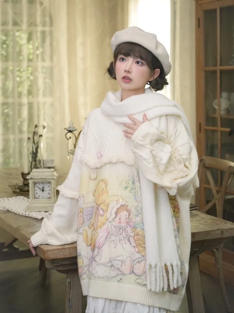 

Japanese Autumn New Kawaii Girl Sweater Knitted Sweaters Sweet Mori Girl Style Cardigan Jacket Y2k Clothes Korean Fashion Tops