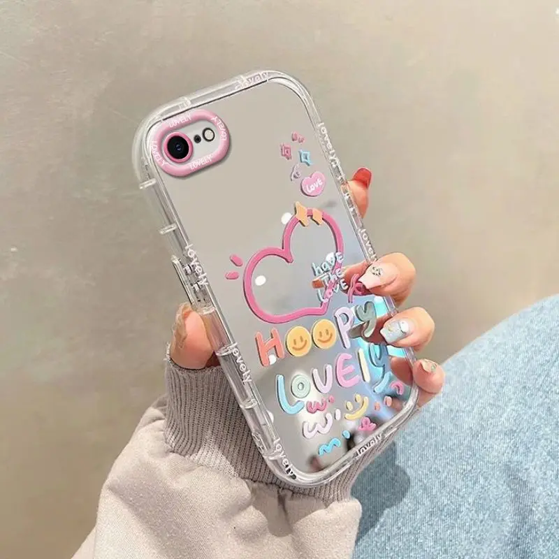 Lovely Heart Makeup Mirror Phone Case Phone Case For iPhone 16 11 12 13 14 15ProMax X XS XR 7 8Plus Soft Silicone iPhone 11 Case