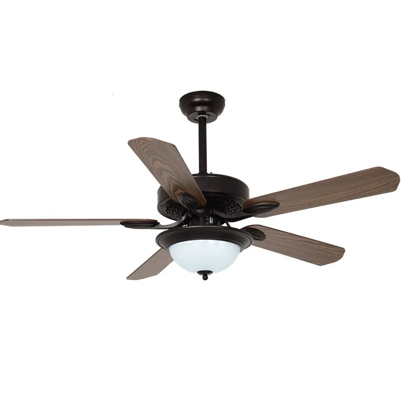 Modern Ceiling Indoor Fan Decorative Smart 110V-240V Remote Control Luxury Wooden Blades Led Light Ceiling Fan