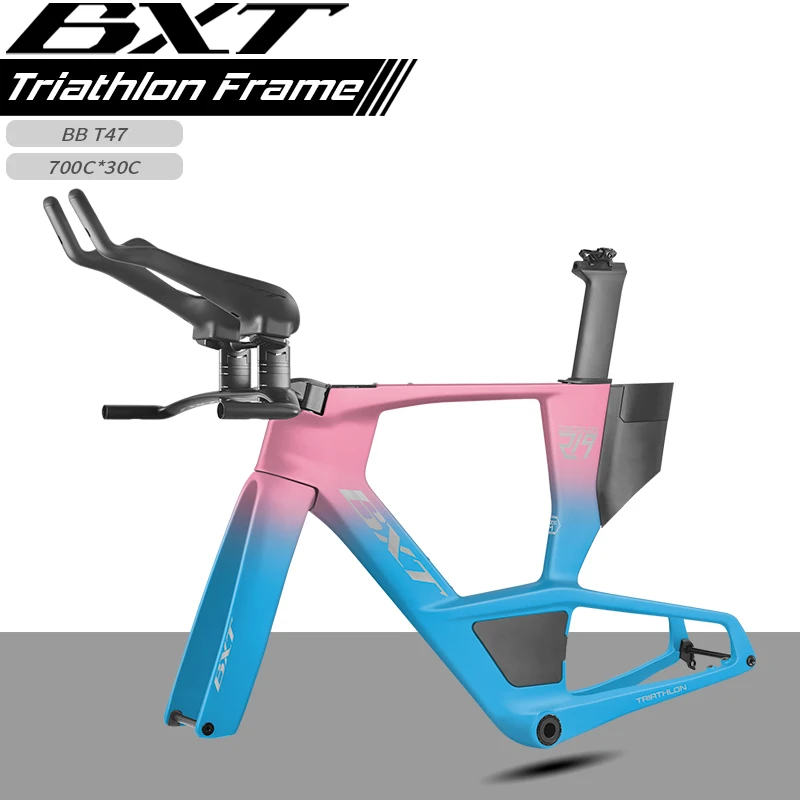 BXT 2026 T1000 Carbon Aero Triathlon Bike Frame Flat-Mounted Disc Brake F/R TT Bike Frameset High Quality view 2