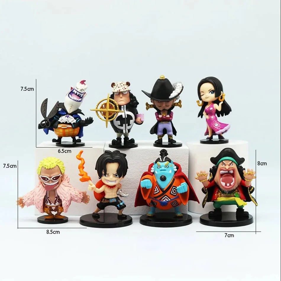 8 Uds figuras de Anime de un pieza model mualecas juguetes لينندو لوفي أوكا شيتشيبوكاي ايس بوا هانكوك جينبي جمع juguداعي