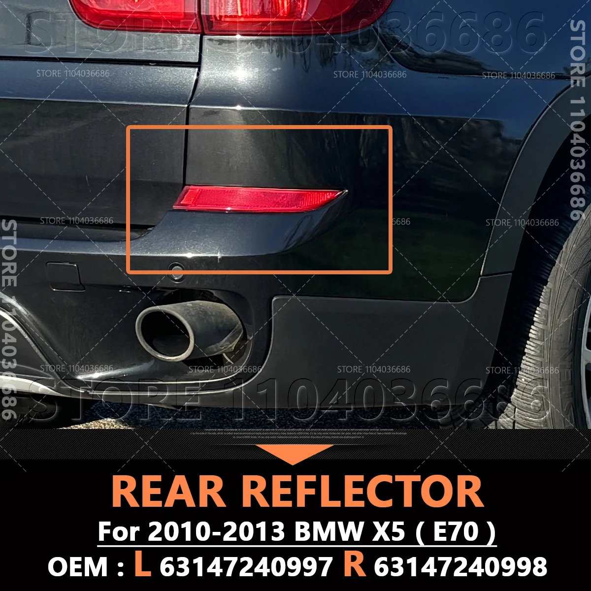 

For 2010-2013 E70 BMW X5 35dX 35iX 50iX Rear Bumper Red Lens Reflector Tail Light Housing 63147240997 63147240998