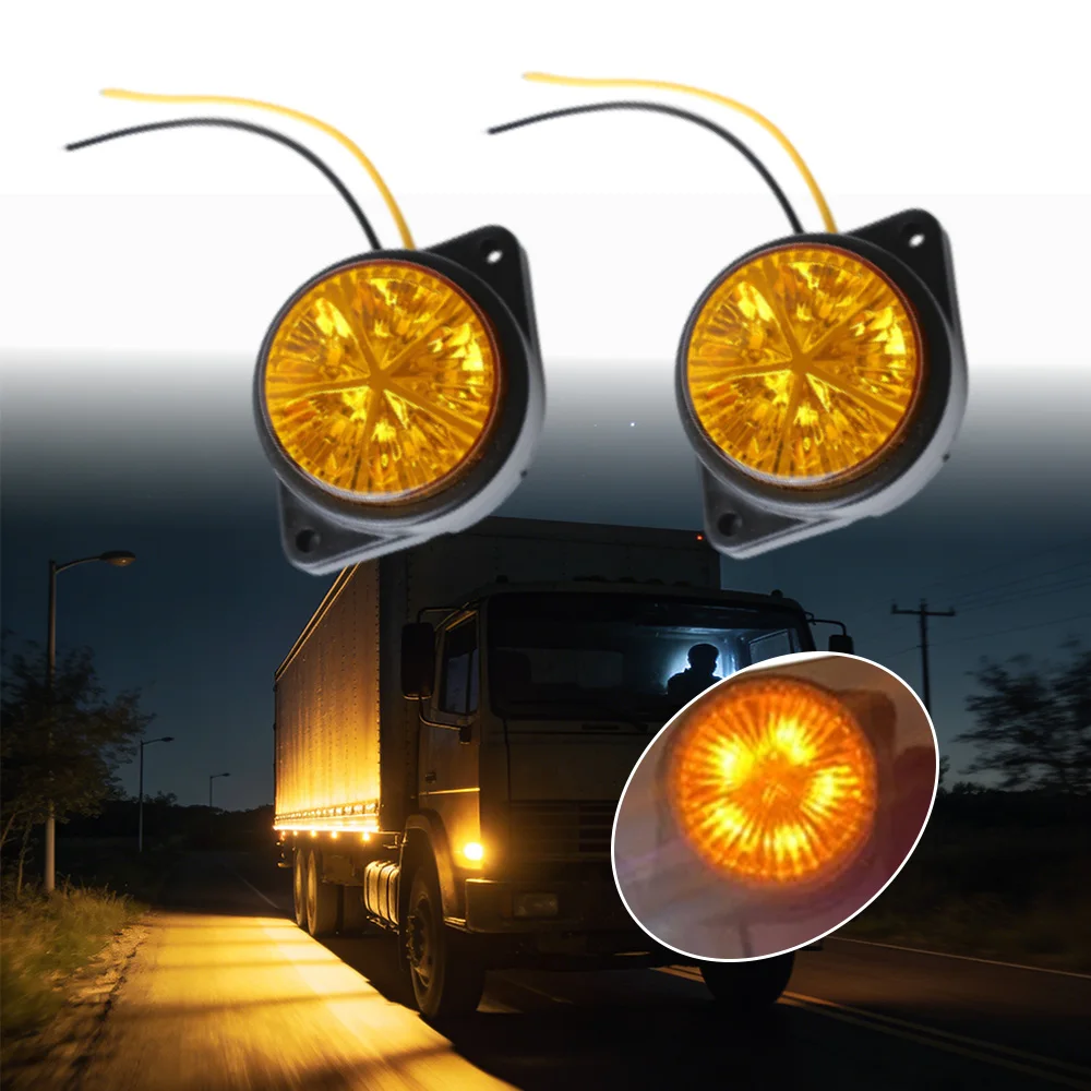 2 Pcs 12V Car Truck Van Trailer Side Marker Lights 30W Green  Plastic and LED for cars, trailers, trucks, lorries, and vans