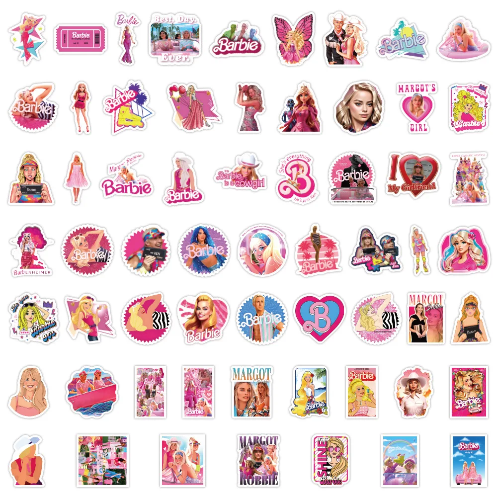 50/60Pcs/Set Barbie Princess Stickers Decorate Laptop Luggage Handbags Toys Waterproof Stickers DIY Toys For Kids