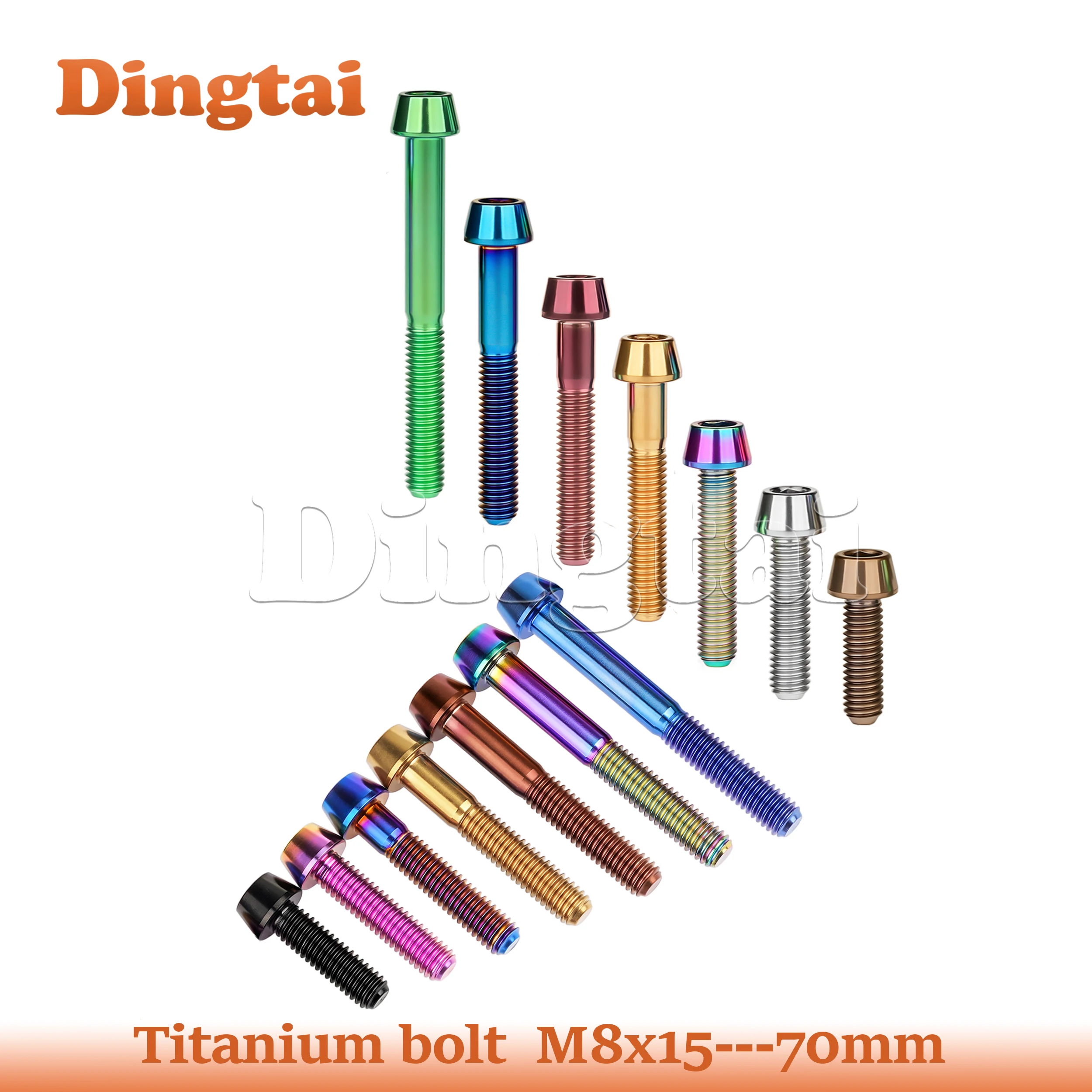 Titanium Bolt M8x15 20 25 30 35 40 45 50 60 70mm Allen Key Taper Head Screw For Bicycle Motorcycle Car Ti Fastener