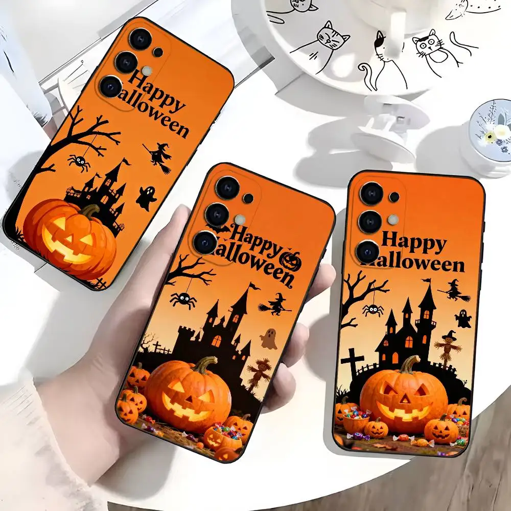 Spooky Happy Halloween Castle Phone Case Silicone Soft For Samsung S26,S25,S24,S21,S22,S23,Ultra,S20,Plus,Fe,Lite