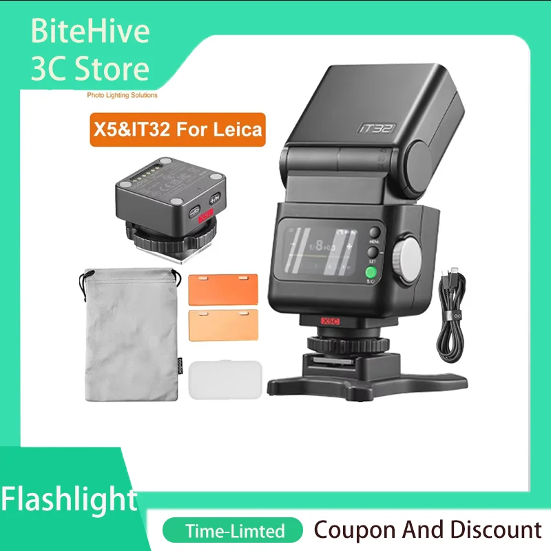 Godox IFlash IT32 Flashlight With Glass Film X5 TTL USB-C  Wireless Magnetic Flash Trigger HSS Rotating Head Speedlite GN18