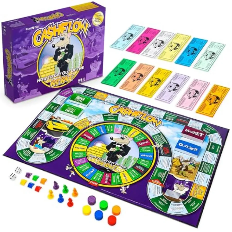 

CASHFLOW Board Game Educational Business Finance Literacy Game Ages 14 Up - Financial Learning Games for Teens Adults and Famil