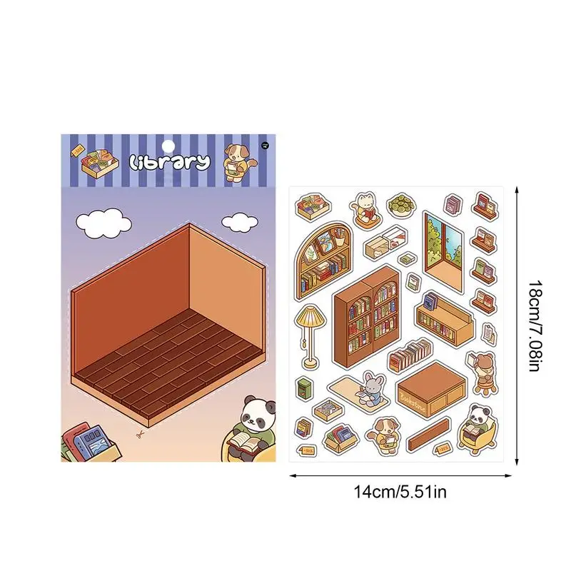 Conjunto de adesivos de cena em miniatura, efeito 3d, 4 peças, adesivo de paisagismo, alívio do estresse, decalques de paisagismo para entusiastas de artesanato, adolescentes