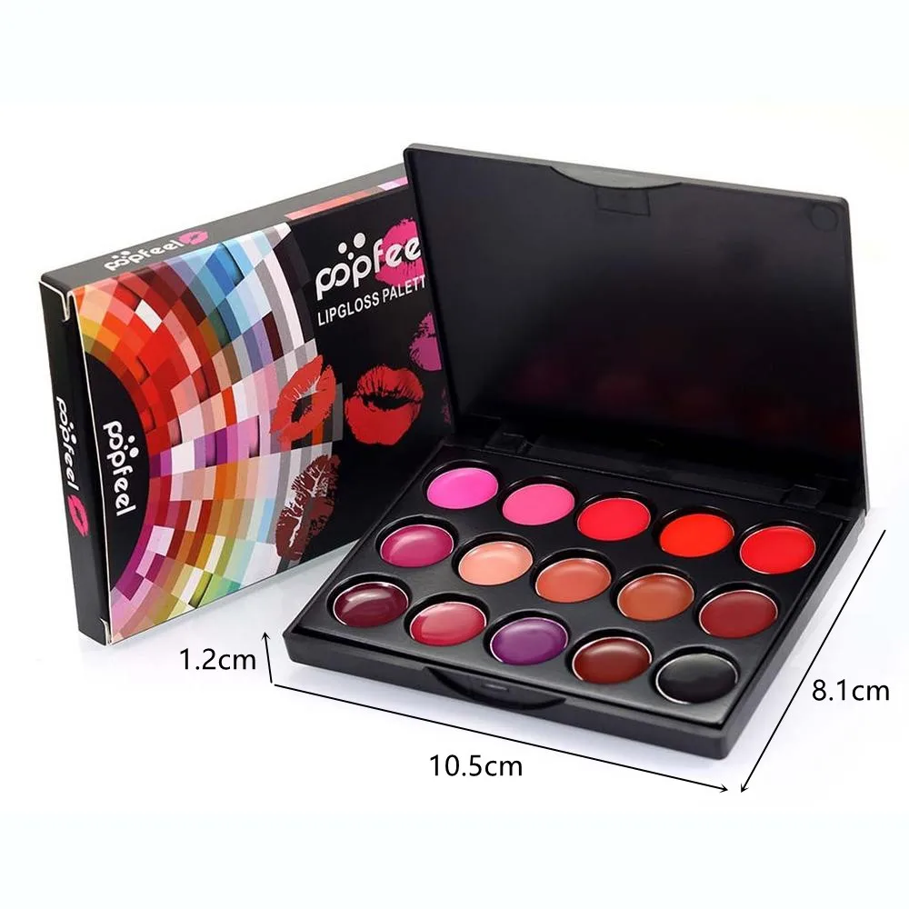 15 colori/Set Lip Gloss Palette donna idratante rossetto opaco a lunga durata donne ragazze rossetto Nude Lip Cosmetic Makeup Tool