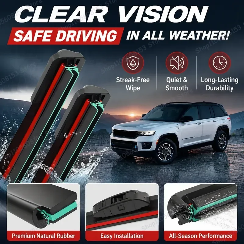 

For Jeep Grand Cherokee WK2 2013–2020 Front Rear Windshield Wiper Blades All-Weather Quiet Performance Replacement Wipers