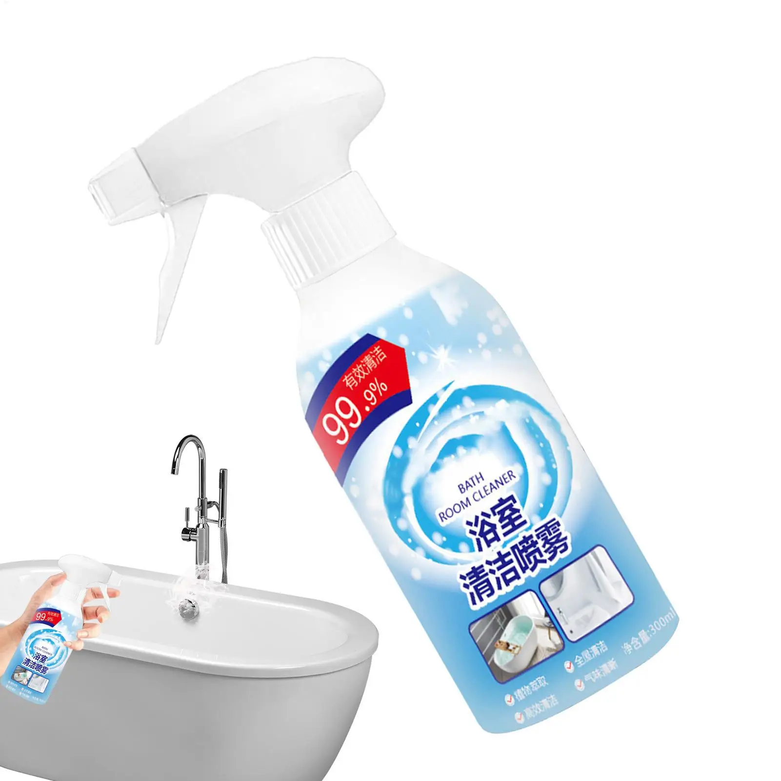 300ml Badezimmerreiniger-Spray Porzellan-Dekontaminationsspray Badezimmer-Toilettenkalkentferner Badezimmer-Kalkreiniger