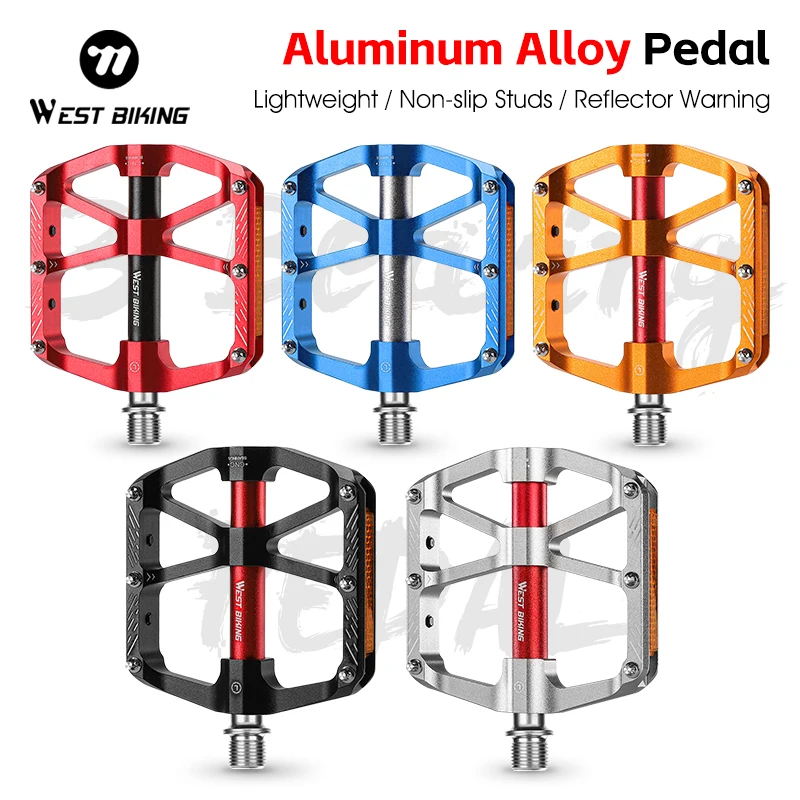 WEST BIKING 3-Lager Fahrradpedale Ultraleichte CNC-Aluminiumlegierung Fahrradpedale Rutschfeste Reflektierende MTB Rennrad-Pedale Teile