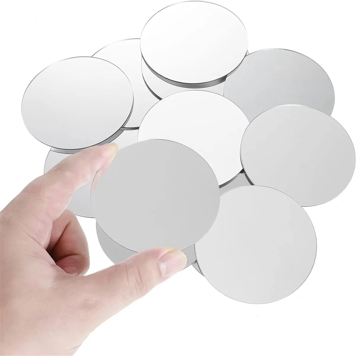 25 pezzi acrilico Mini formato rotondo specchio adesivo piccolo specchio rotondo piastrelle specchio artigianale per l'artigianato (4 pollici di diametro)