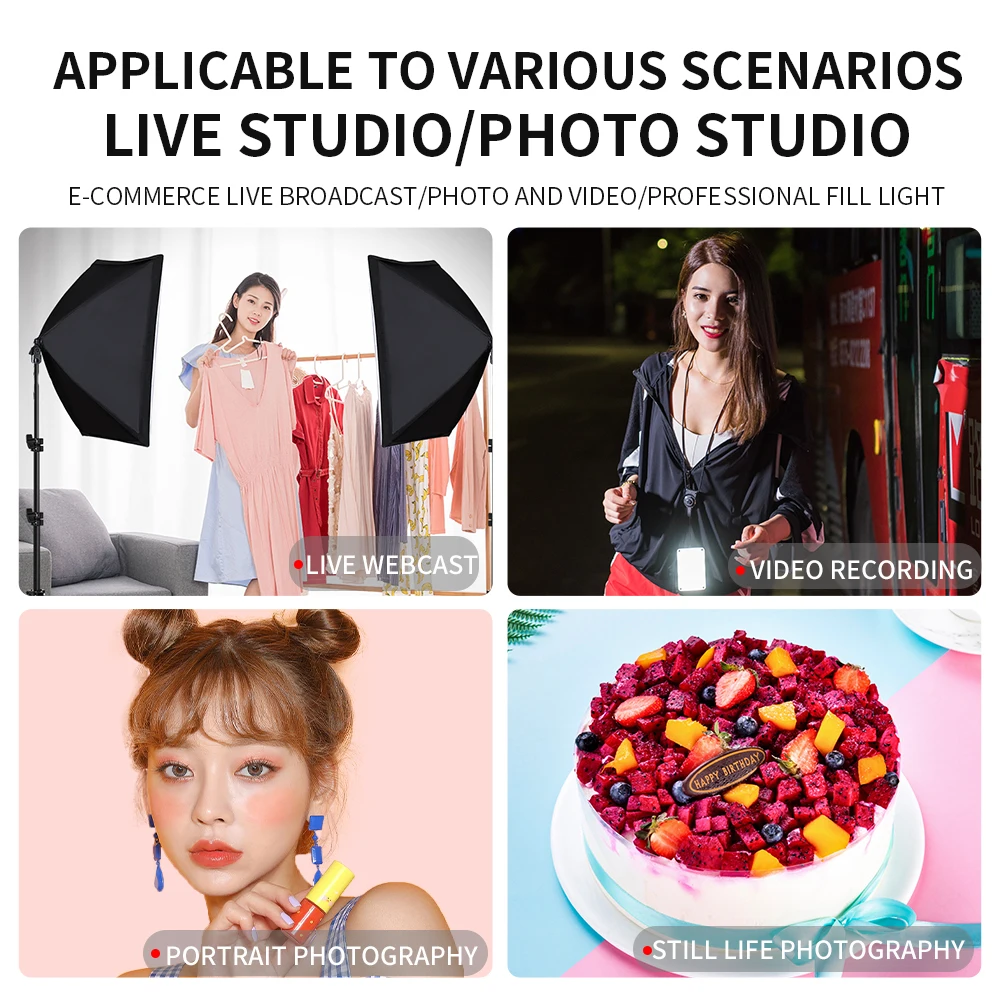 การถ่ายภาพ 50x70 ซม.Softbox Lighting Kits Professional Light ระบบ E27 หลอดไฟถ่ายภาพอุปกรณ์สตูดิโอถ่ายภาพ