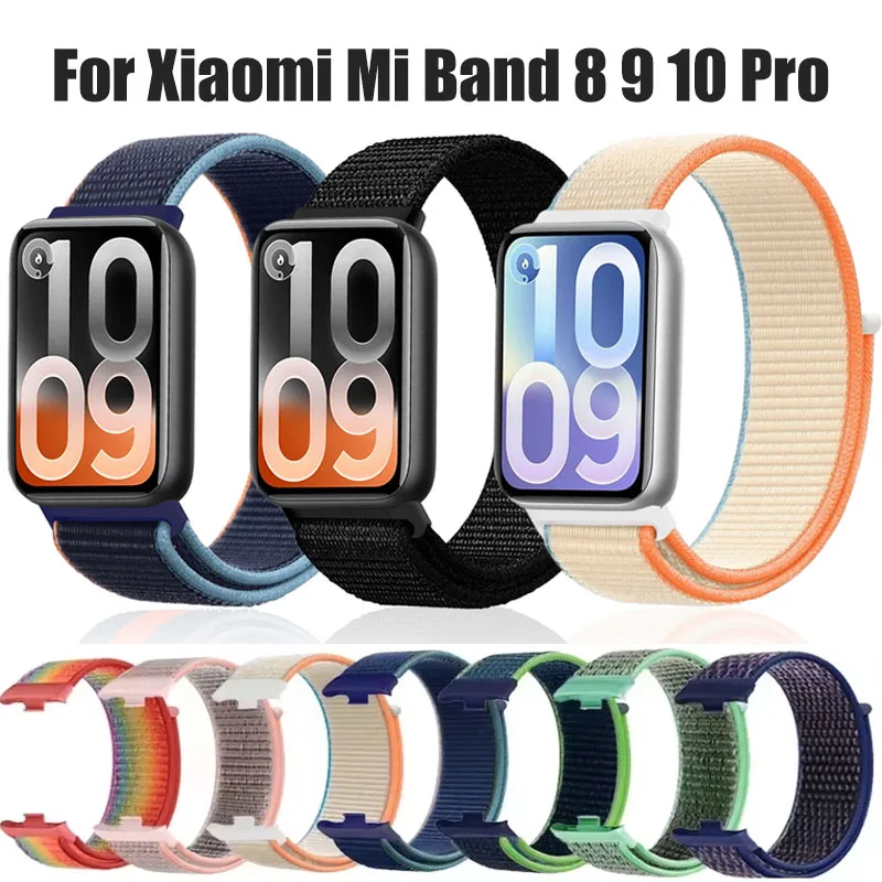 Nylon-Schlaufenarmband für Xiaomi Mi Band 10 Pro/8 9Pro Atmungsaktives Uhrenarmband Correa Austauschbares Armband für Redmi Watch 6 5 4
