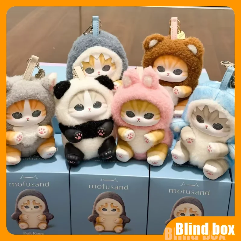 

В наличии, натуральная виниловая серия Mofusand, слепая коробка, акула, кошка, удивленная коробка, плюшевая игрушка, милые куклы, украшения, коллекционная игрушка, подарок на день рождения