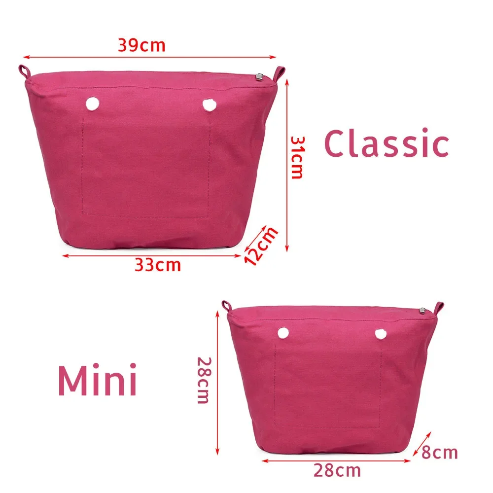 Hot Selling Inner Organizer Zipper-Up Pocket for Classic Mini Obag Canvas Insert with Waterproof Coating for O Bag Accesorios