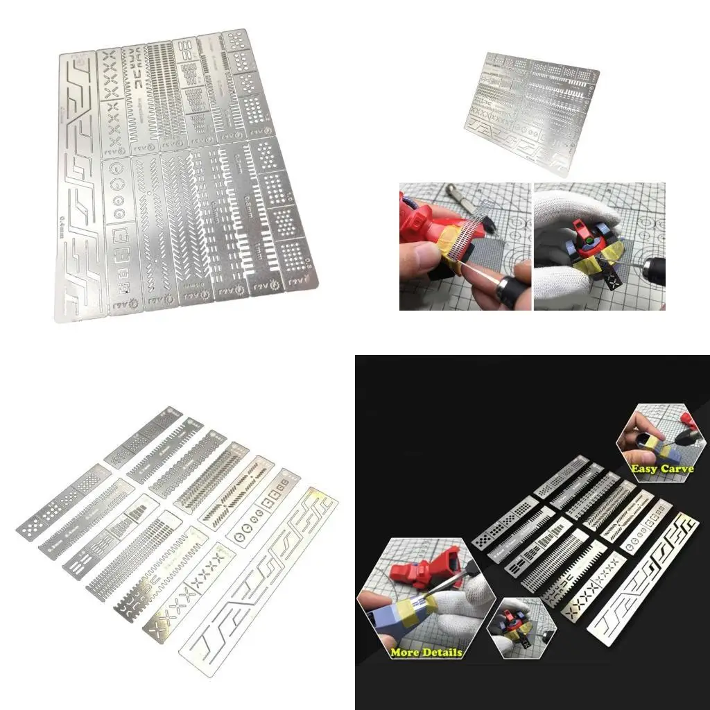 

652F 12 In 1 Crafting Ruler Scribes Line Stencil Hobby Model Craft Measuring Tool For Precise Model Detailing Work Tool