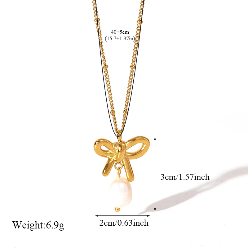 EILIECK 316L Edelstahl Herz-Blumen-Perlen-Halskette Ohrringe Set für Damen Mode-Schmuckset Wasserdicht Bijoux Femme – Detail 11