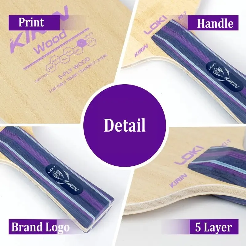 الأصلي لوكي تنس الطاولة بليد كيرين K1-T 5ply الخشب بينغ بونغ Racksts كيرين سلسلة شفرة FL مضارب الخشب النقي