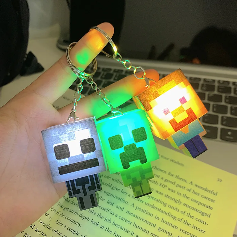 1/5pcs Minecraft keychain pixel glowing creative block student new backpack pendant car decoration gift