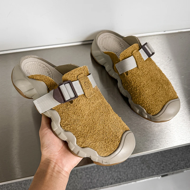 

Винтажные шлепанцы с открытой спиной, получешки для мужчин и женщин, замшевые лоферы, тапочки с открытой спиной, повседневная обувь без шнуровки на плоской подошве