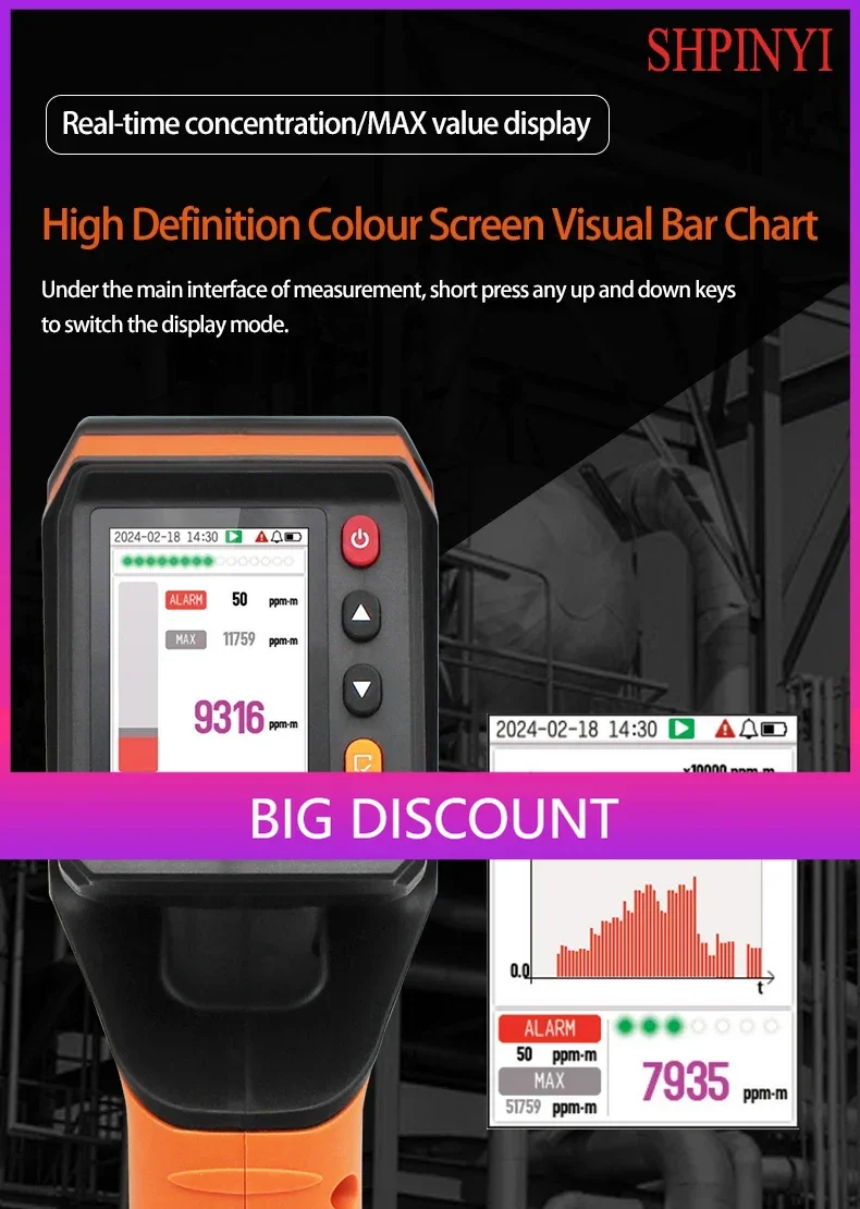 Aikesi YC-100 Portable  Laser Methane Detector CH4 Leakage Remote  Methane Gas Concentration Detector Laser CH4 Analyzer