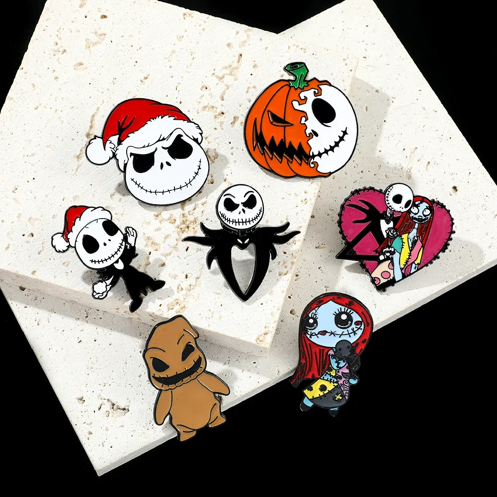 3/4/7 Pcs Creative The Nightmare Before Christmas Brooch Thriller Jack Skellington Sally Enamel Pin Backpack Clothing Jewelry Me