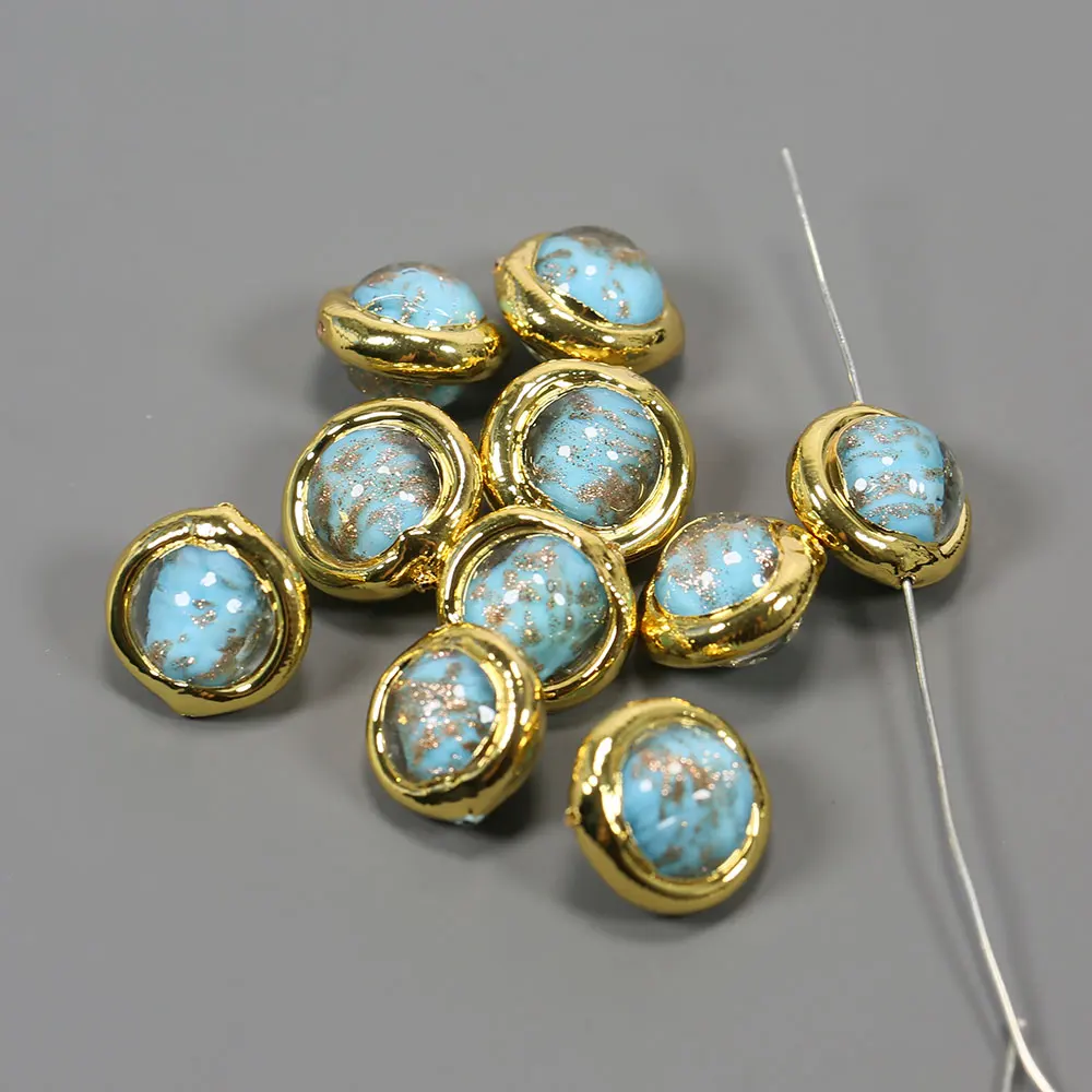 APDGG 10Pcs 16MM Light Blue Moss Murano Glass Coloured Glaze Loose Beads For Necklace Jewelry DIY