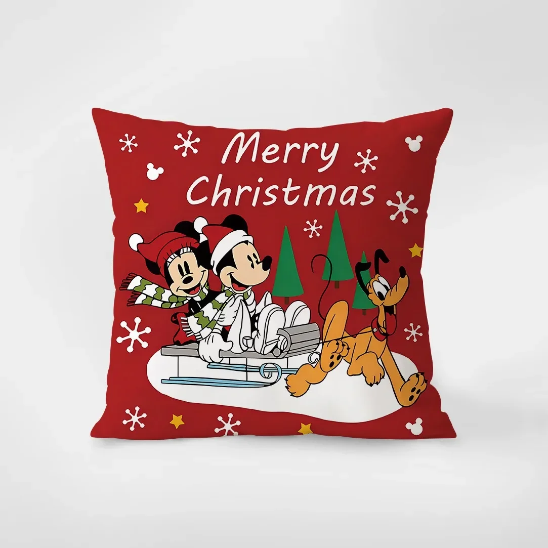 Cartoon Mickey Mouse Disney Pillowcase Soft Peach Skin Velvet Pillowslip Living Room Anime  Home Party Decoration Christmas Gift