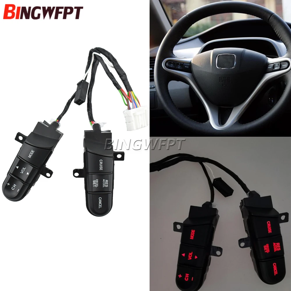 

Red Backlight Steering Wheel Audio Control Switch Button 36770-SNA-A12 For Honda Jazz /Fit Civic 2006 2007 2008 2009 2010 2011