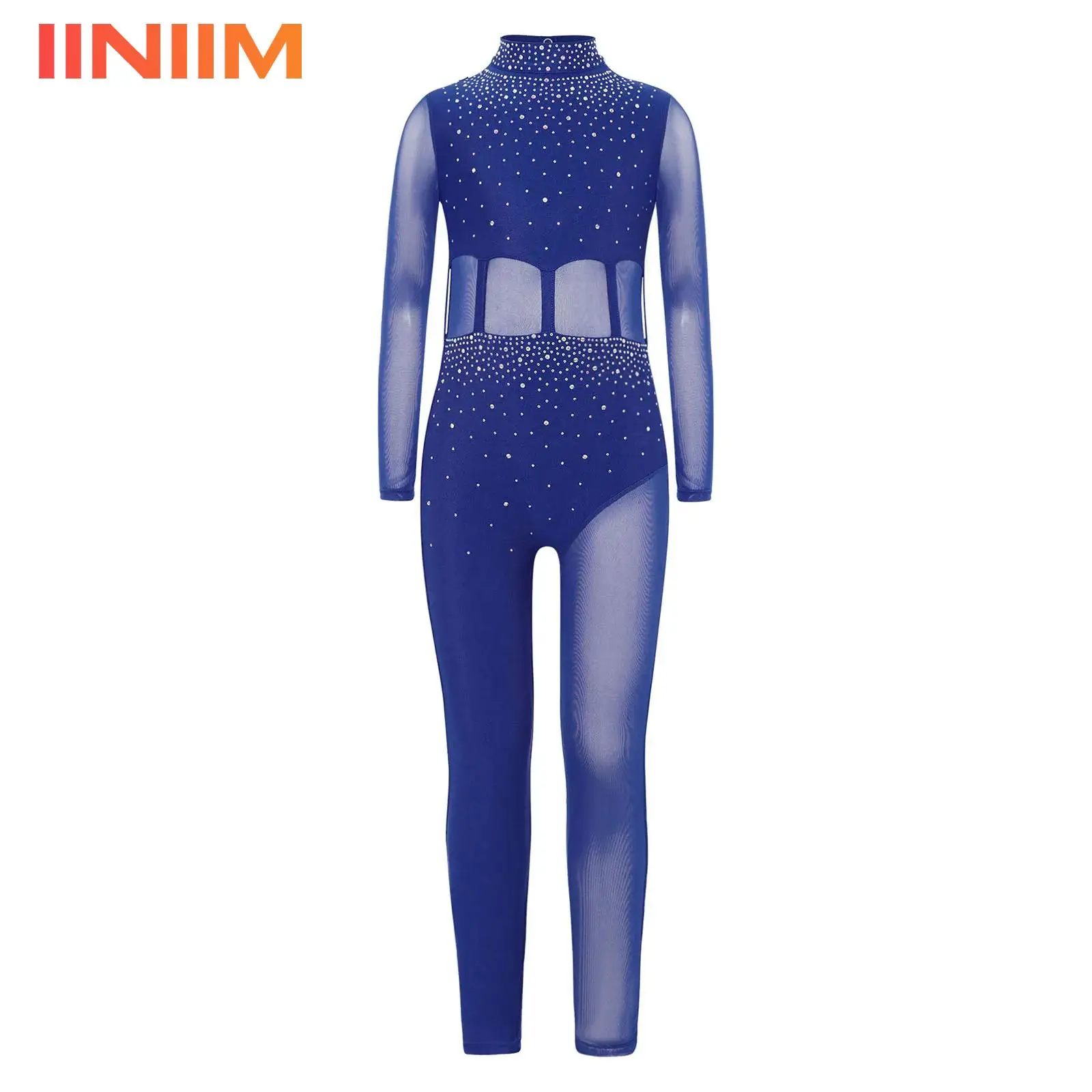 

Детский гимнастический костюм для девочек с блестящими стразами, комбинезон для балета и танцев, с длинным рукавом, для выступлений по фигурному катанию