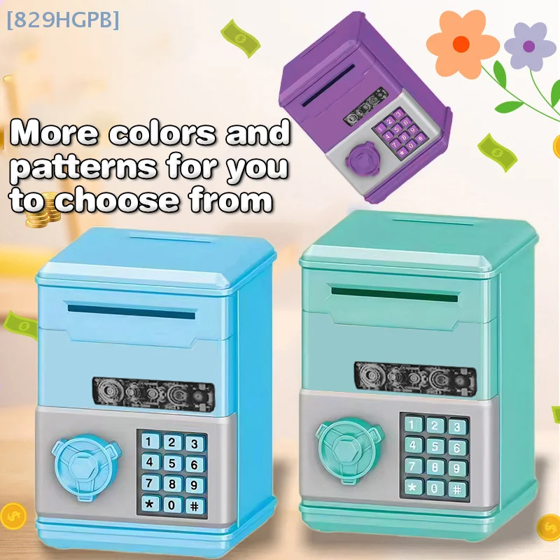 عملات آمنة صغيرة أوتوماتيكية، صندوق نقود موفر للنقود، رمز عداد كلمة المرور، قفل مفتاح، بنك العملات المعدنية، ATM للأطفال #1