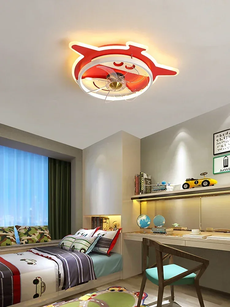 Lâmpada do teto do ventilador invisível do quarto das crianças, moinho criativo dos desenhos animados, lâmpada de quarto quente, meninos e meninas, 220v